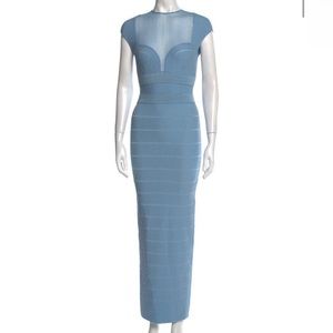 Herve Leger maxi gown bodycon blue XXS